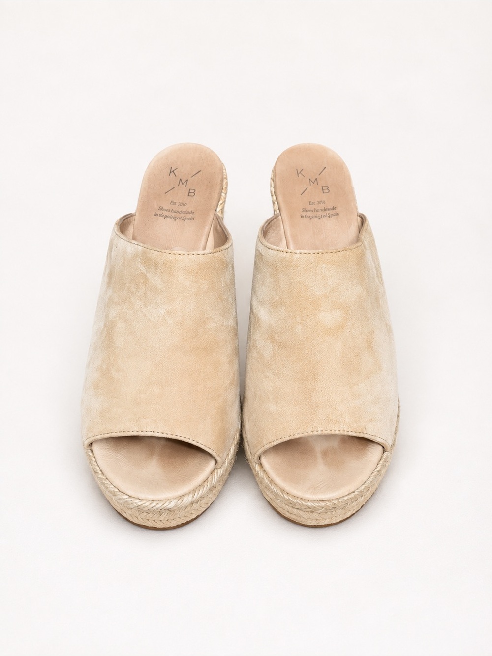 Beige Suede Espadrille Slide Sandals